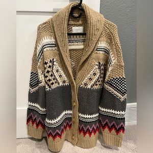 Lucky Brand Woven Button Cardigan Sweater